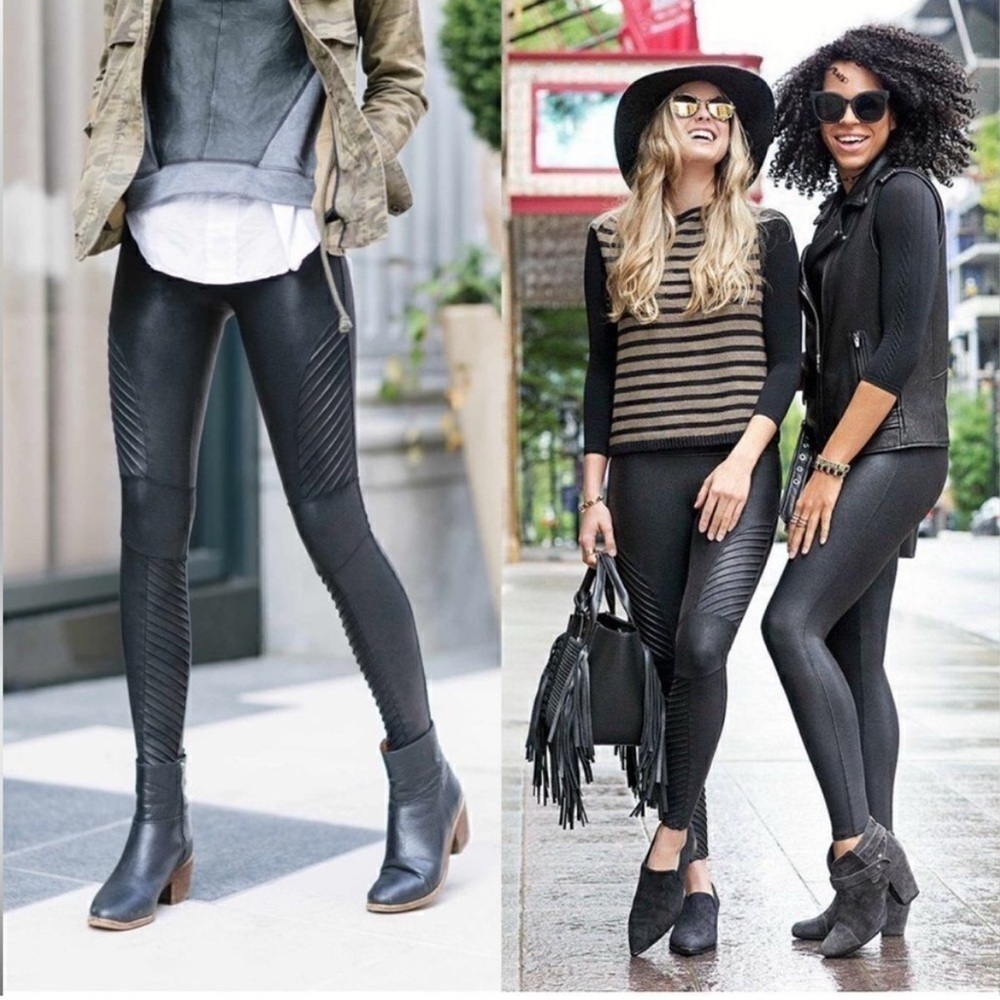 Stylish Black Spanx Moto Women's Leggings Large